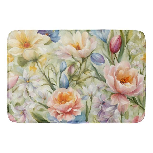 Tapete De Banheiro Flores de primavera sofisticadas e refinadas. Pint (Frente)