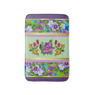 Tapete De Banheiro Flores de Violeta Pensativa Aquarela Floral Cottag