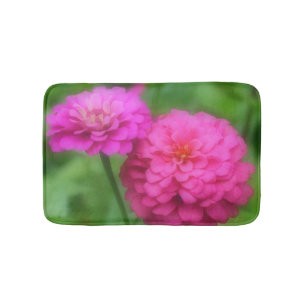 Tapete De Banheiro Flores de Zinna Rosa