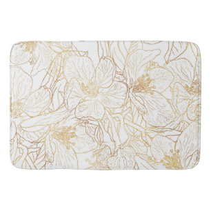 Tapete De Banheiro Flores Douradas Elegante de Flor de Cereja Design