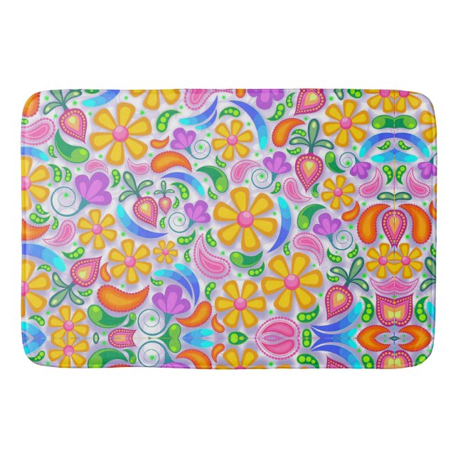 Tapete De Banheiro Flores e Paisley (Frente)