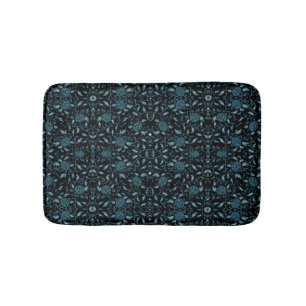 Tapete De Banheiro Flores Elegantes, Black and Teal Damask