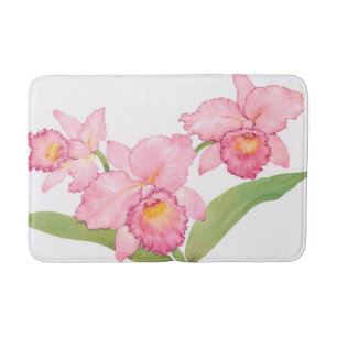 Tapete De Banheiro Flores Exóticas de Aquarela Rosa