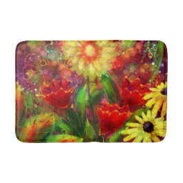 Tapete De Banheiro Flores Florais Abstrato de Arte Flor Amarelo