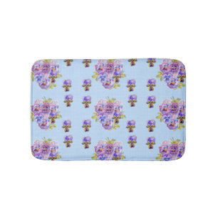 Tapete De Banheiro Flores florais da viola de pansy azul Shabby