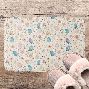 Tapete De Banheiro Flores Folhas Ovos de Páscoa em Aquarela Vintage