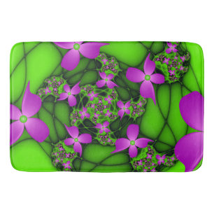 Tapete De Banheiro Flores Fractais Verdes Rosa-Rosa-Abstrato modernas