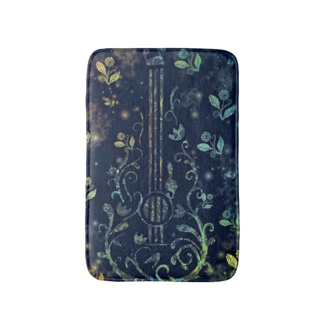 Tapete De Banheiro Flores Guitar Bath Mat Modern Design (Frente Vertical)