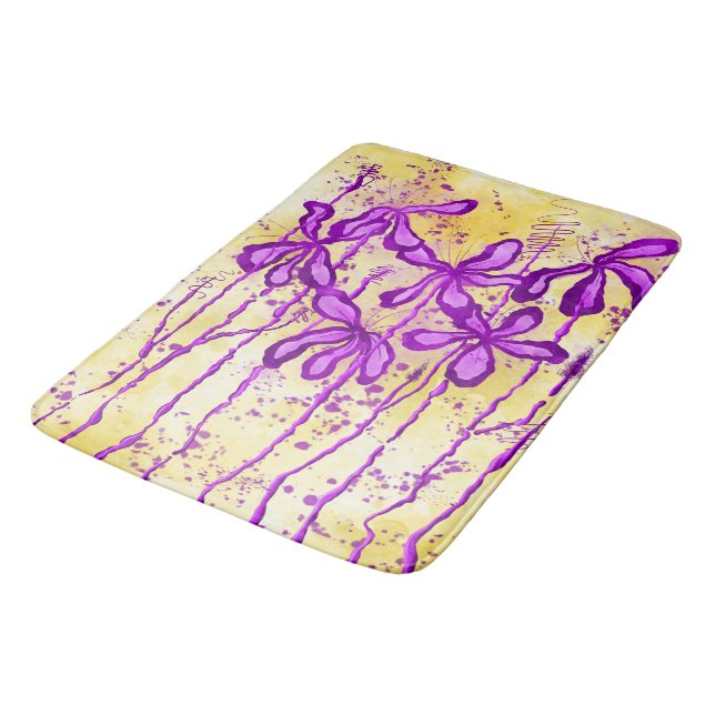 Tapete De Banheiro Flores Inclusas Rosa e Amarelo (Angulado)