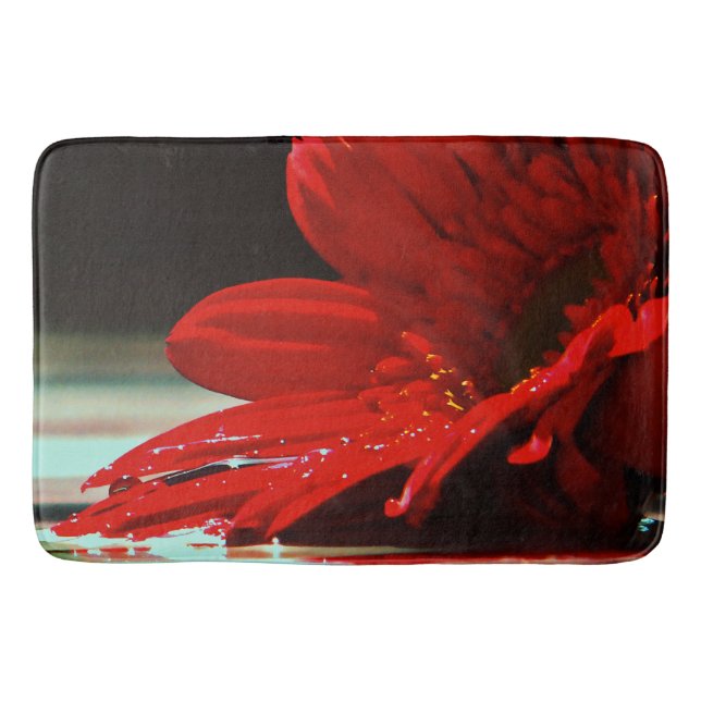 Tapete De Banheiro Flores Red Daisy Gerbera (Frente)