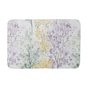 Tapete De Banheiro Flores Românticas Lavanda Verde Amarelo