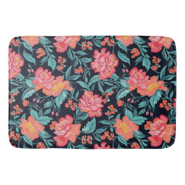 Tapete De Banheiro Flores rosa e coral