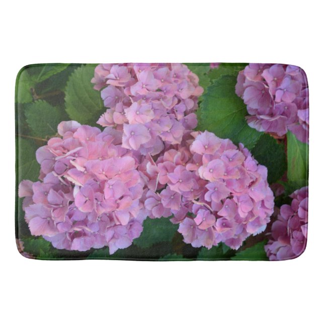 Tapete De Banheiro Flores rosa pastel Hortensia hydrangea (Frente)