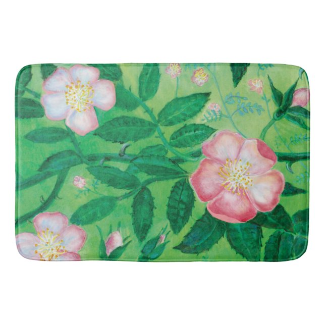 Tapete De Banheiro Flores rosa selvagens (Frente)