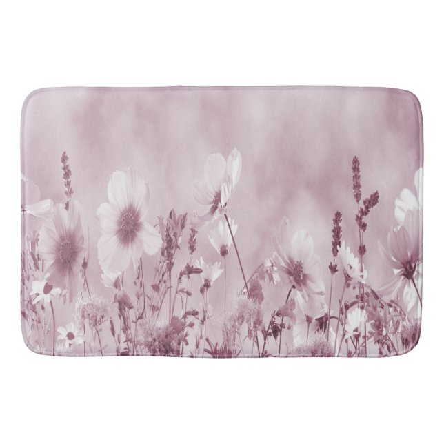 Tapete De Banheiro Flores Selvagens com rosa (Frente)
