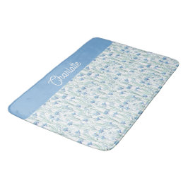 Tapete De Banheiro Flores silvestres aquarela azul nome personalizado