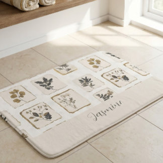 Tapete De Banheiro Flores silvestres prensadas secas vintage Nome Mon