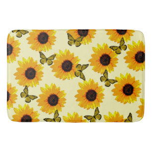 Tapete De Banheiro Flores Solares E Borboletas Pintadas Com Óleo Amar