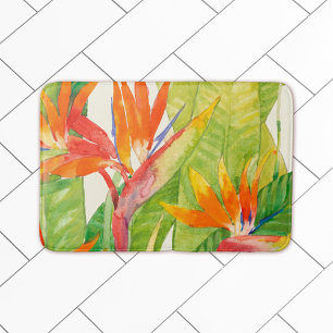 Tapete De Banheiro Flores Tropicais Ave de Paraíso
