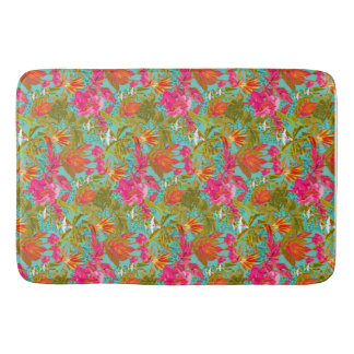 Tapete De Banheiro Flores tropicais e cortina de chuveiro estampada d