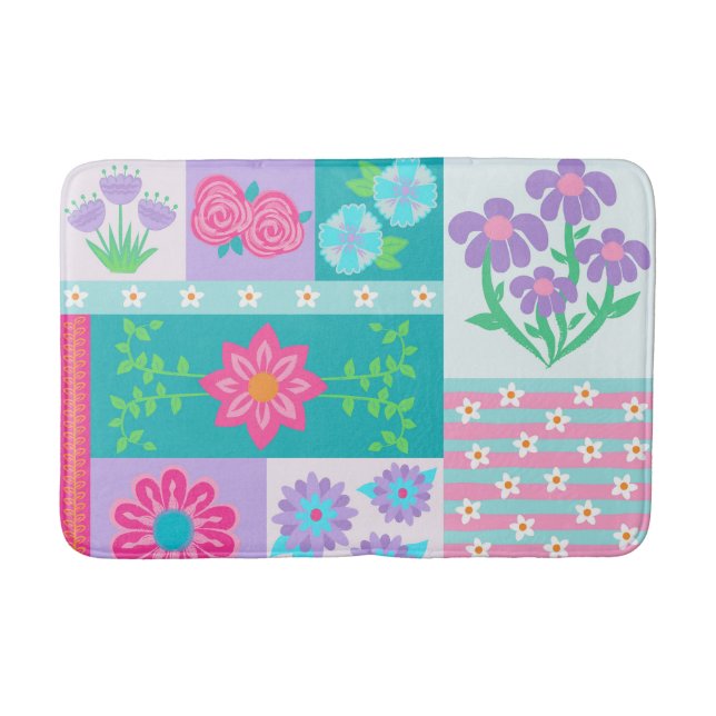 Tapete De Banheiro Flores Vibrantes em Flor Design (Frente)