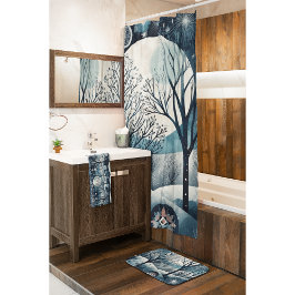 Tapete De Banheiro Floresta Nórdica Moonlit