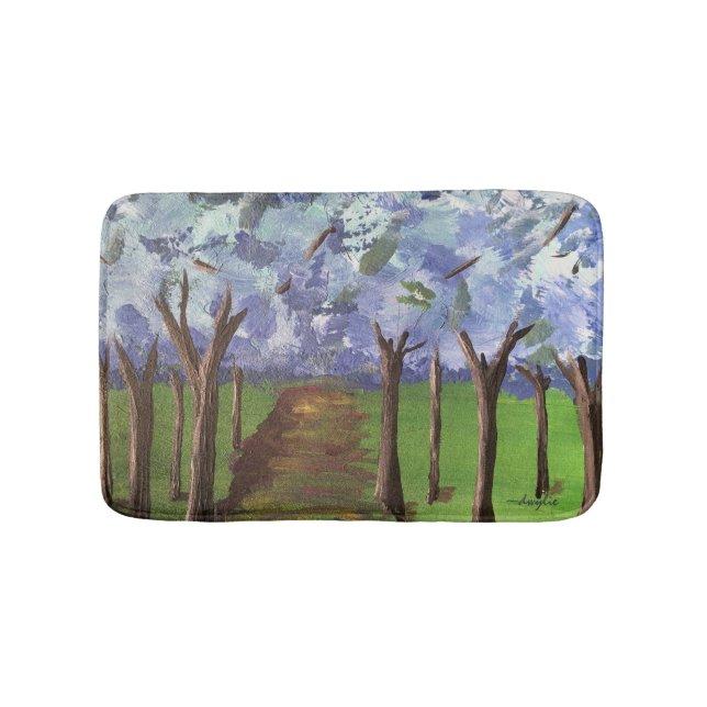 Tapete De Banheiro Florestas de outono Azul (frente)