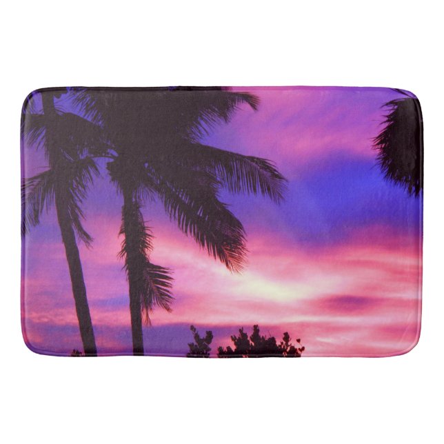 Tapete De Banheiro Flórida Palm Purple Sunset Mat (Frente)