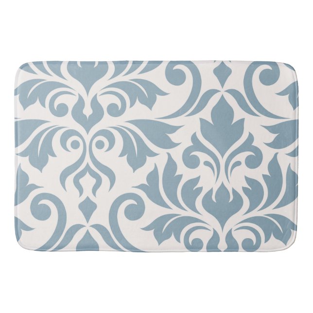 Tapete De Banheiro Flourar Damask Art I Blue em Creme (Frente)