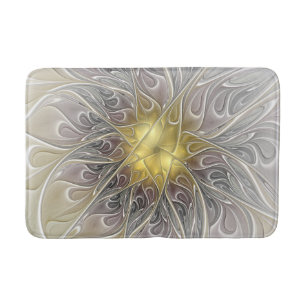Tapete De Banheiro Flourish com a flor abstrata moderna Dourado do