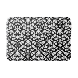 Tapete De Banheiro Flourish Damask Big Patterm White em preto