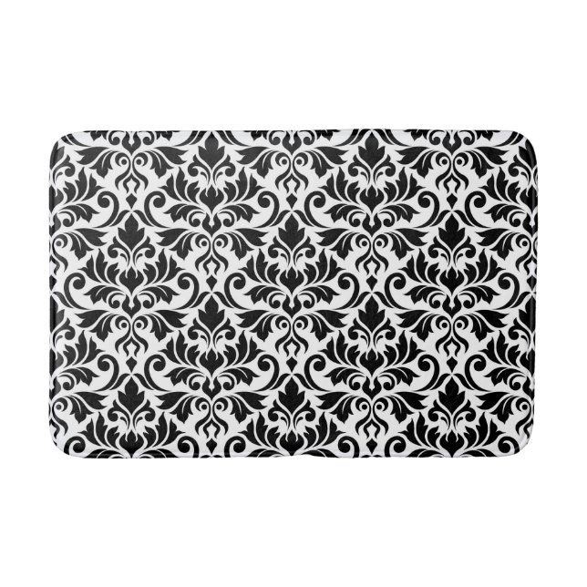 Tapete De Banheiro Flourish Damask Big Patterno Black on White (Frente)