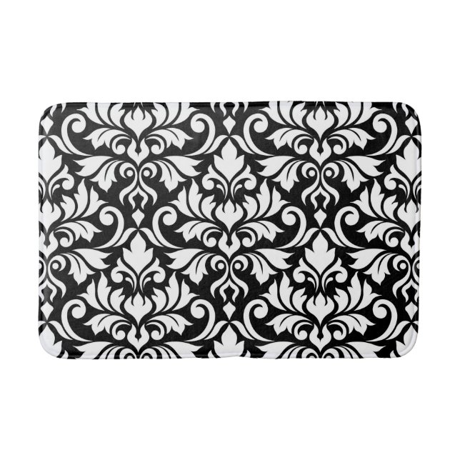 Tapete De Banheiro Flourish Damask Lg Patterno White em Preto (Frente)