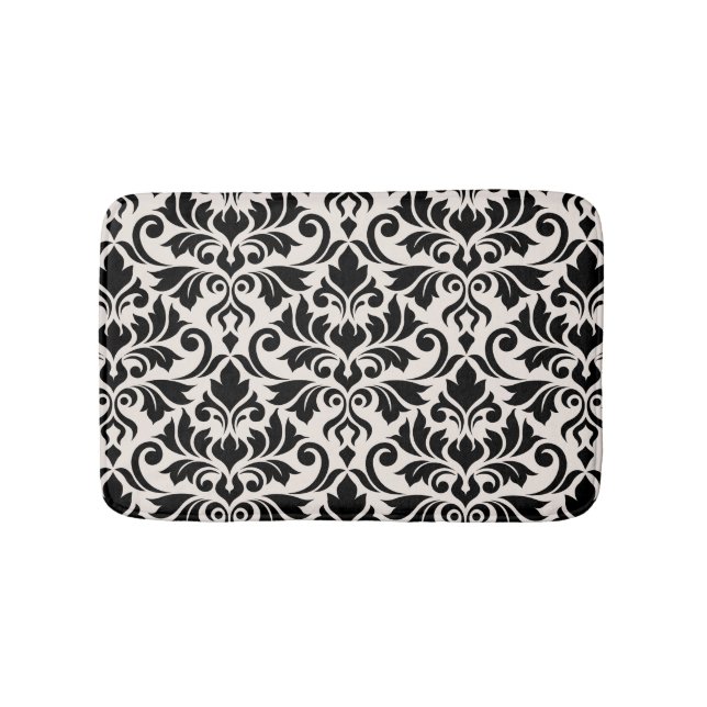 Tapete De Banheiro Flourish Damask Pattern Black on Cream (frente)