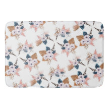 Flower Feather Boho Geométrico Bath Mat