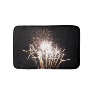 Tapete De Banheiro Fogos de Artifício Brancos e Dourados I Celebração