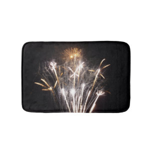 Tapete De Banheiro Fogos de Artifício Brancos e Dourados II Celebraçã