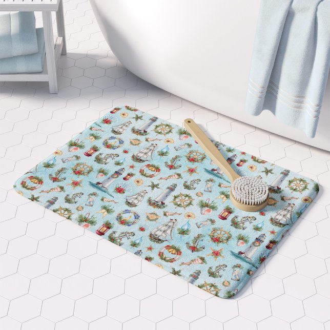 Tapete De Banheiro Foguetes Náuticos Costeiros de Natal - Navio (Criador carregado)