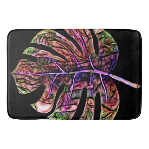 Tapete De Banheiro Folha Brilhante de Neon Tropical