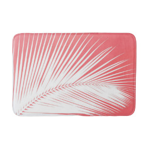 Tapete De Banheiro Folha de palmeira - branco no rosa coral
