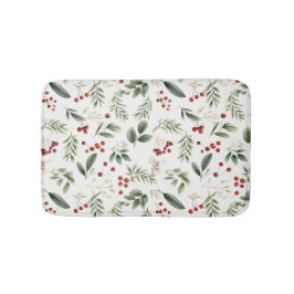 Tapete De Banheiro Folhagem Botânica de Inverno em Aquarela & Frutas