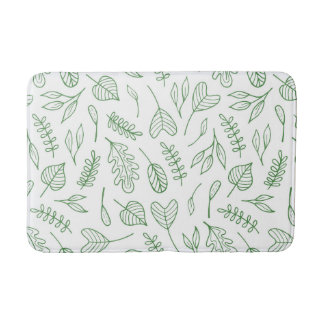 Tapete De Banheiro Folhagem Verde sobre Fundo Branco