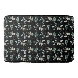 Tapete De Banheiro Folhas Botânicas Pretas e Verde