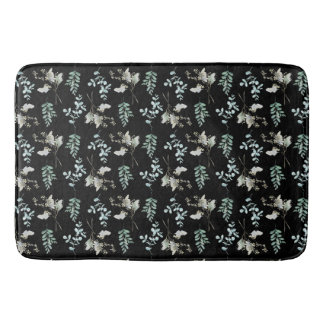 Tapete De Banheiro Folhas Botânicas Pretas e Verde