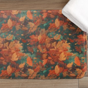 Tapete De Banheiro Folhas de Aquarela Russas Quentes - Estética Boho