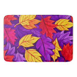 Tapete De Banheiro Folhas de Cartoon Vivas: Roxo, Amarelo, Vermelho