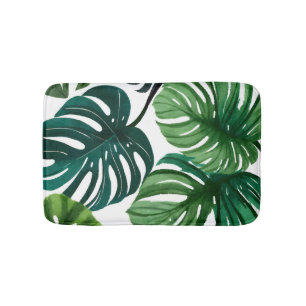 Tapete De Banheiro Folhas de Monstera Verde Moderno Botânico