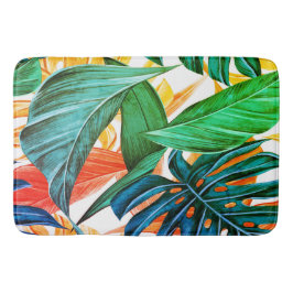 Tapete De Banheiro Folhas de palma coloridas exóticas