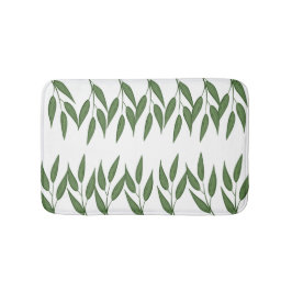 Tapete De Banheiro Folhas de verde moderno padrão branco verde elegan