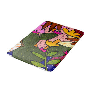 Tapete De Banheiro Folhas e flores abstrato tropicais